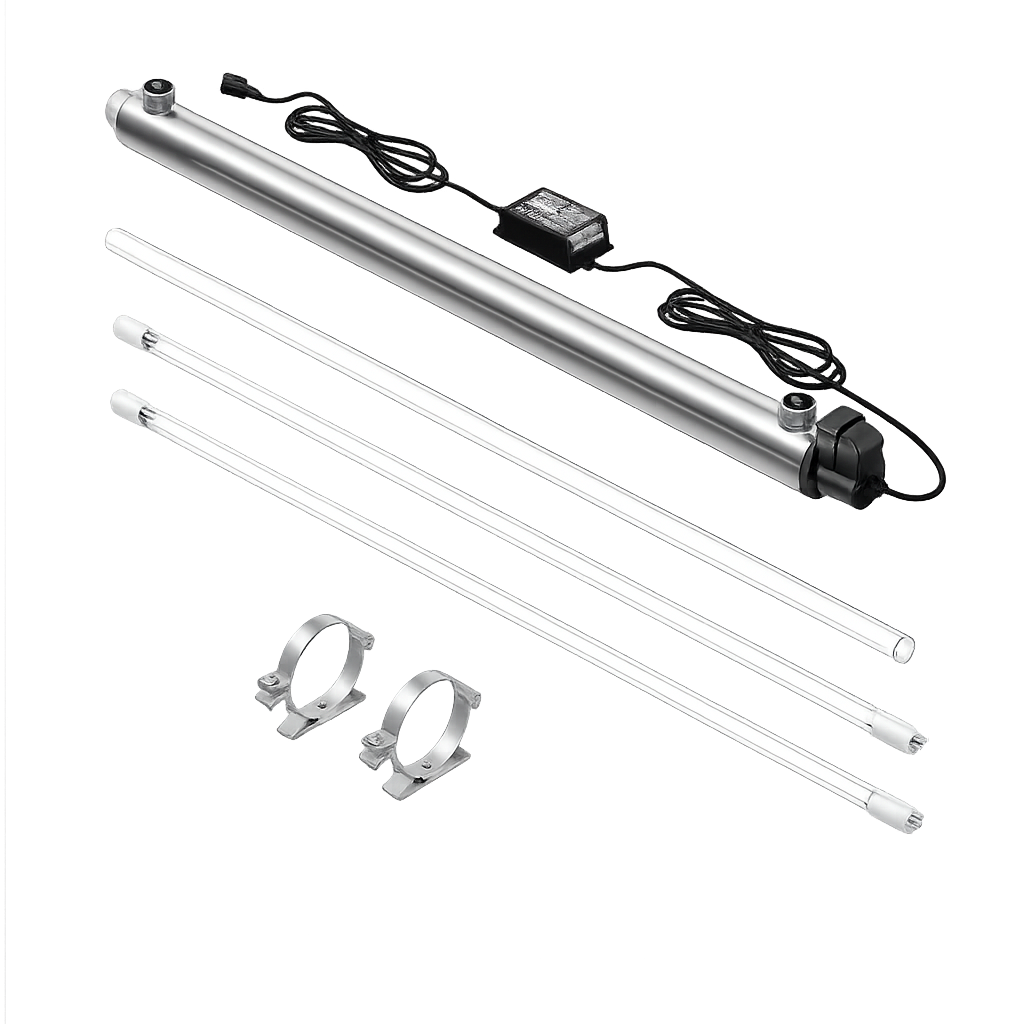 Stainless whole-home ultraviolet water treatment assembly