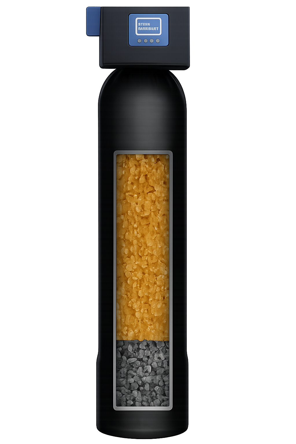 Whole-home water softener with black treatment tank